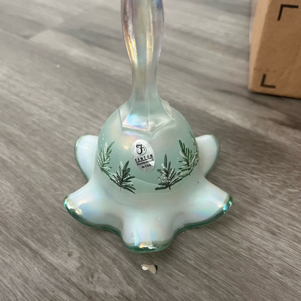 Fenton Glass Bell with Green Fern Design - Picture 8 of 16